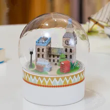 DIY выслушивает счастье стеклянный шар Кукольный домик Лондон улица деревянная мебель ручной сборки пейзаж Miniatura креативный подарок игрушка