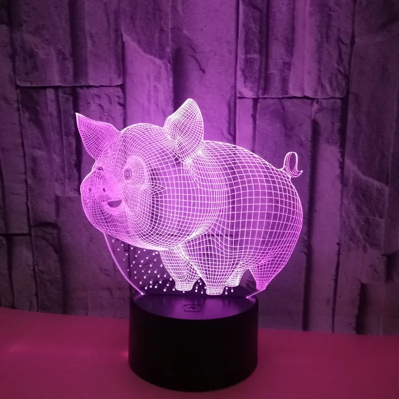 

YIMIA Creative Gift Cute Pig Model Lamp Colorful LED Night Light 3D USB Table Desk Touch Lamp Home Nightlight Children Toys