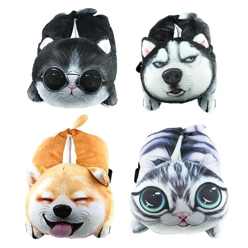 

3D Plush Cartoon Pet Shape Car Tissue Box Napkin Holder Auto Interior Pillow Car Seat Armrest Headrest Sun Visor Mount Paper Box