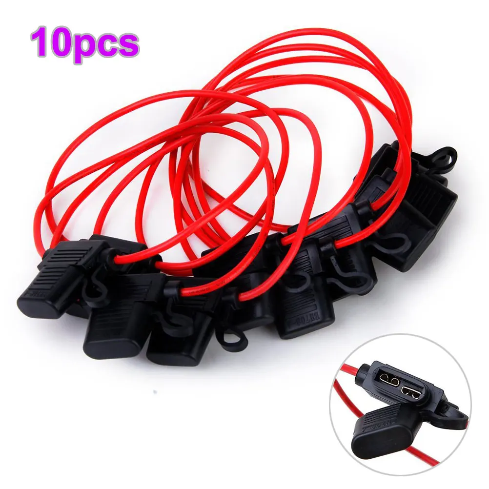 10Pcs 40A In-line Blade Small Fuse Holder for Car Boat Truck Auto 16 AWG Cabl ty 