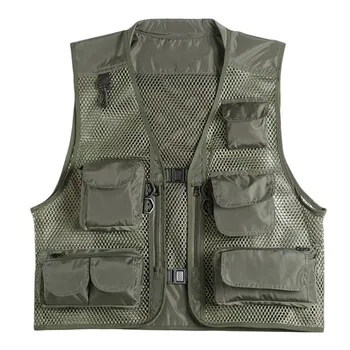

SEWS-Leo Fishing Vest Army Green Quick Dry Outdoor Fishing Vest Fishing Jacket Hunting Mesh Vest With Multiple Pockets
