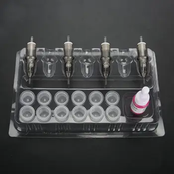 

2 type Pro 20pcs Trays Clear Disposable DGT Plastic Tattoo Cartridge Needle Stand for Tattoo Needles Inks Body Make up