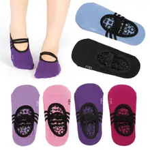 Однотонные хлопчатобумажные носки спинки Йога Для женщин Противоскользящие силиконовые носки с каемкой осень-зима танец дамы для занятий спортом, пилатеса детские колготки