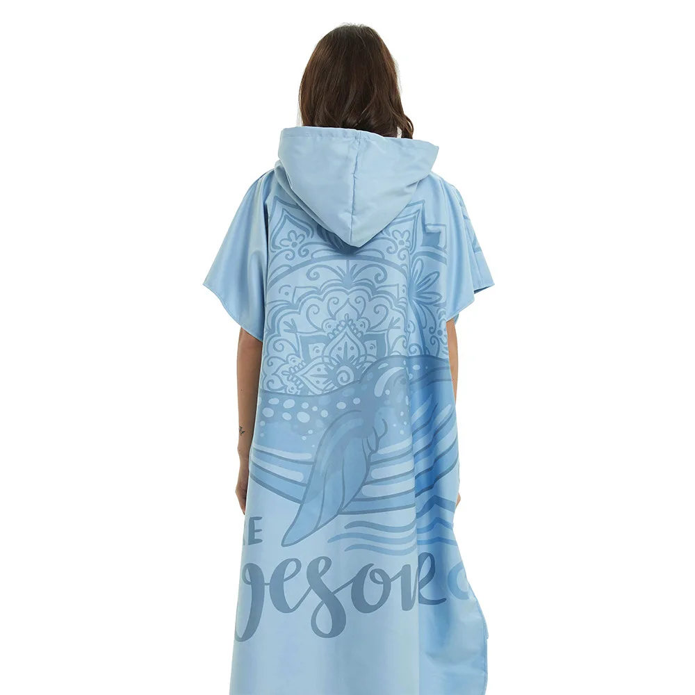 Günstige Mikrofaser Druck Ändern Robe Bad Handtuch Im Freien Mit Kapuze Strand Handtuch Poncho Handtücher Frauen Mann Schwimmen Tauchen Bademantel Mantel