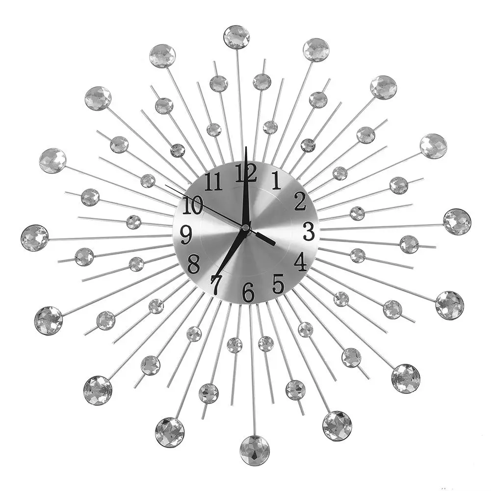 

Clock Watch Wall Clocks Horloge Creative Iron Flower-Shaped Wall-mounted Clock Rhinestone Hanging Wall Clock Home Decoration