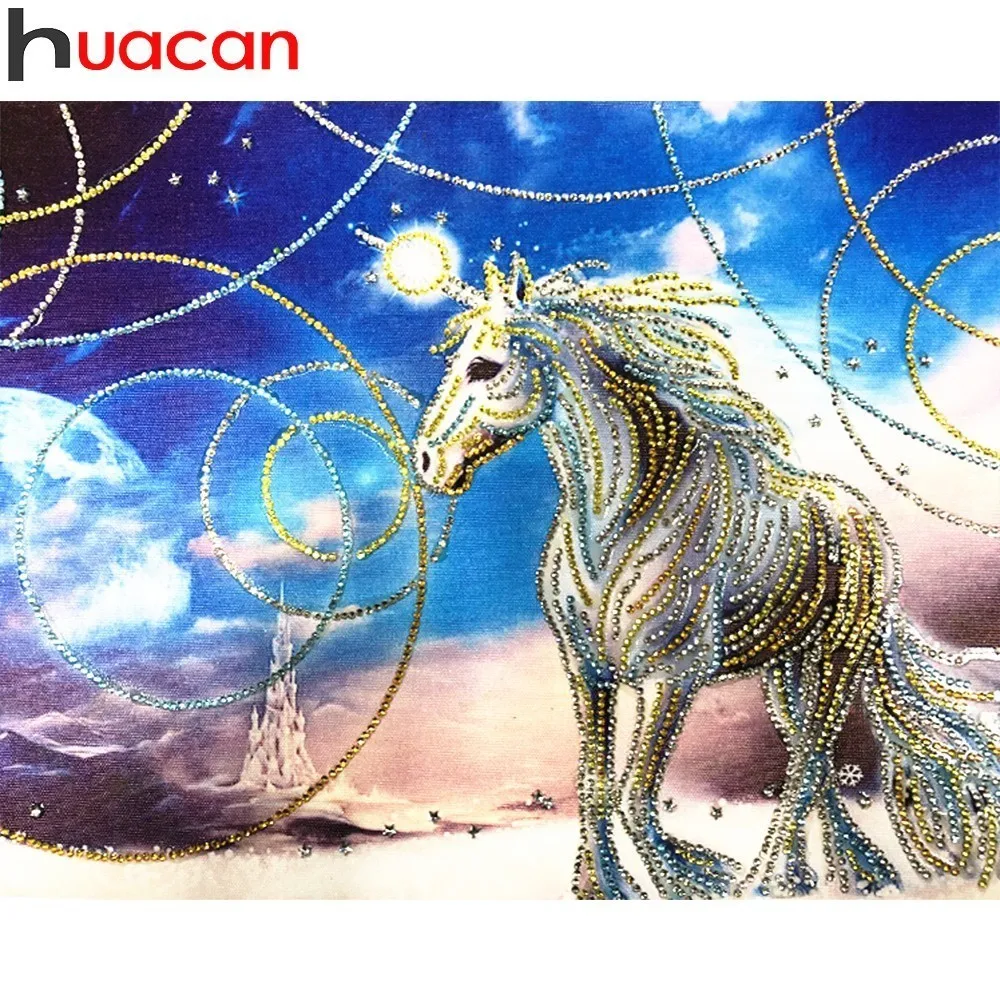 

Huacan Special Shaped Diamond Embroidery Horse DIY 5D Mosaic Cartoon Diamond Painting Animals Picture Of Rhinestone 40x50cm