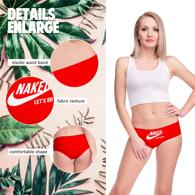 Naked Lets Do It красное нижнее белье с интересным принтом для женщин горячее сексуальное женское белье стринги трусы милые трусики для женщин