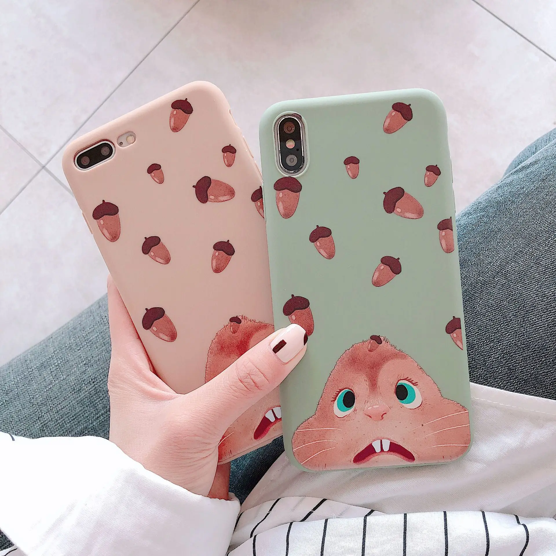 

Chip n Dale Case For iPhone 6 6S 7 8 Plus Cute Cartoon Animal Candy Color TPU Soft Silicon Case For iPhone X XS Max XR Cover