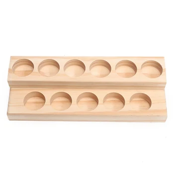

11 Holes Wooden Essential Oil Tray Handmade Natural Wood Display Rack Demonstration Station For 5-15Ml Bottles