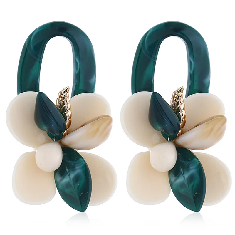

Restore Ancient Ways Exaggeration Shell Coral Multi-layer Four Leaf Petal Unique O-Design Female Earrings