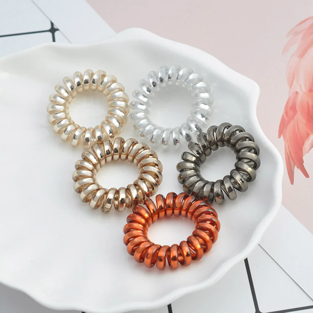 5 pcs سلك الهاتف خط أربطة مرنة العلاقات الشعر Scrunchy الربيع شريط مطاطي الكورية نمط ذيل الحصان حامل إكسسوارات الشعر