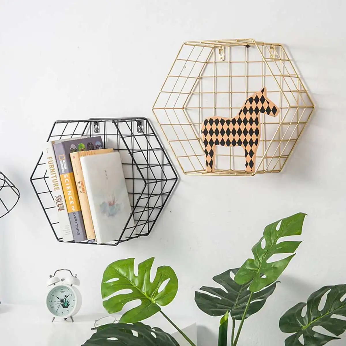 

4size Wall Shelf Shelves Unit Bookcase Bookshelf Display Hanging Convenient Storage Metal Rack Holder Home Decoration Holder