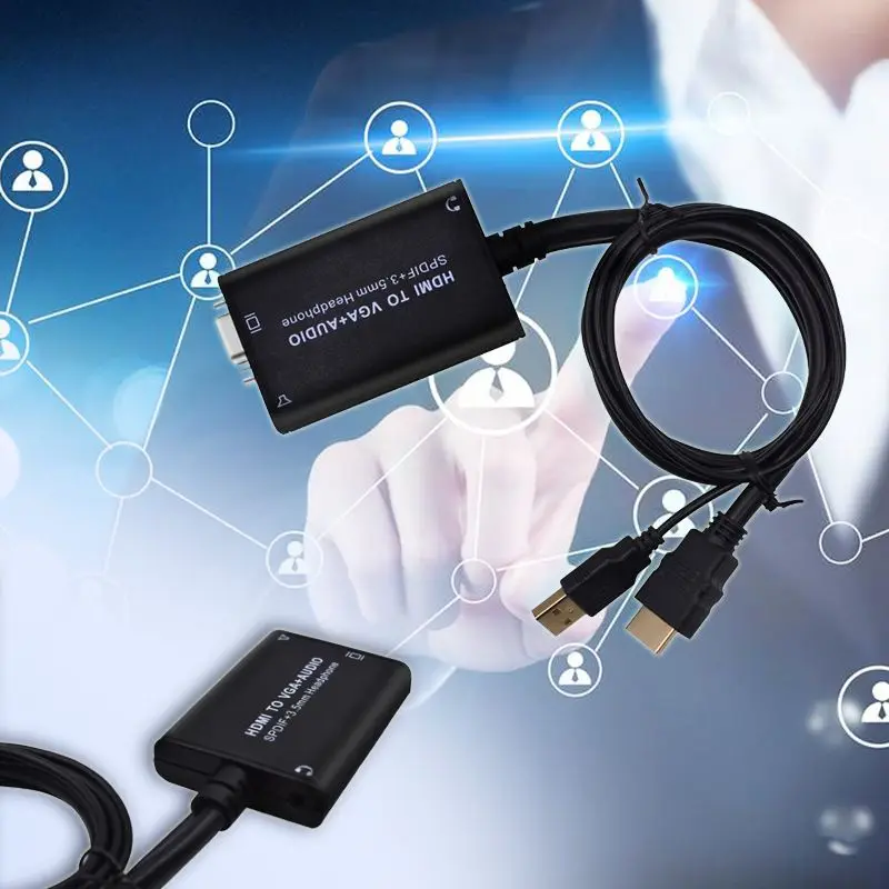 2018 Новый HDMI конвертер VGA адаптер + 3 5 мм аудио волоконно оптический звуковой