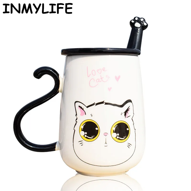

INMYLIFE People Cat Favorite Cartoon Cat Ceramic Cup Coffee Milk Tea Mug Novetly Gifts Lovers Cup500ML/17.1oz