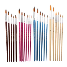 6 шт./лот, Круглые нейлоновые акварельные масляные краски, художественные кисти, разноцветные ручки, набор кистей для рисования, школьные офисные товары для рукоделия