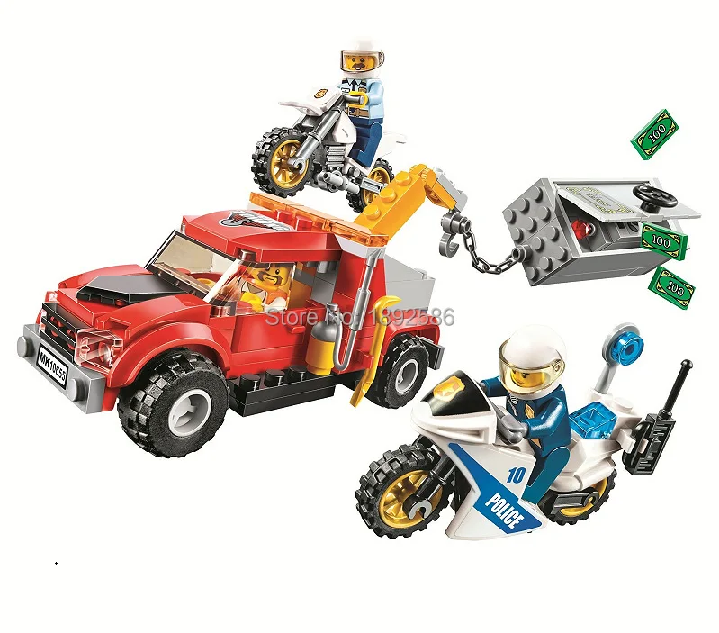 

158pcs New Compatible LegoINGlys City Police Tow Truck Trouble 60137 Building Blocks Kit with Figures Toys for Children Gift