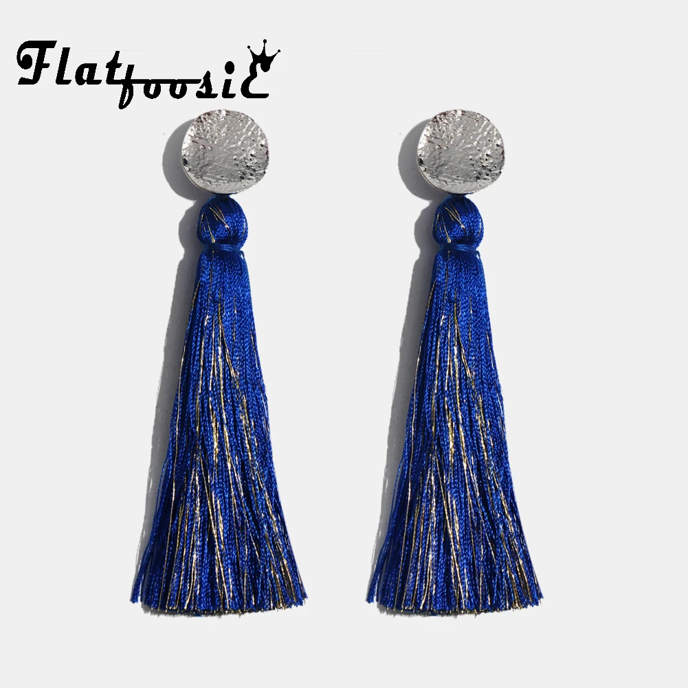 

Flatfoosie Fashion Tassel Long Dangle Earrings For Women Lady Handmade Fringe Big Drop Earring Bohemia Statement Jewelry Brincos