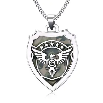 

Punk Camouflage Mens Necklace Cool Eagle Emblen Necklaces &amp Pendants for Men Vintage Shield Manner Halskette