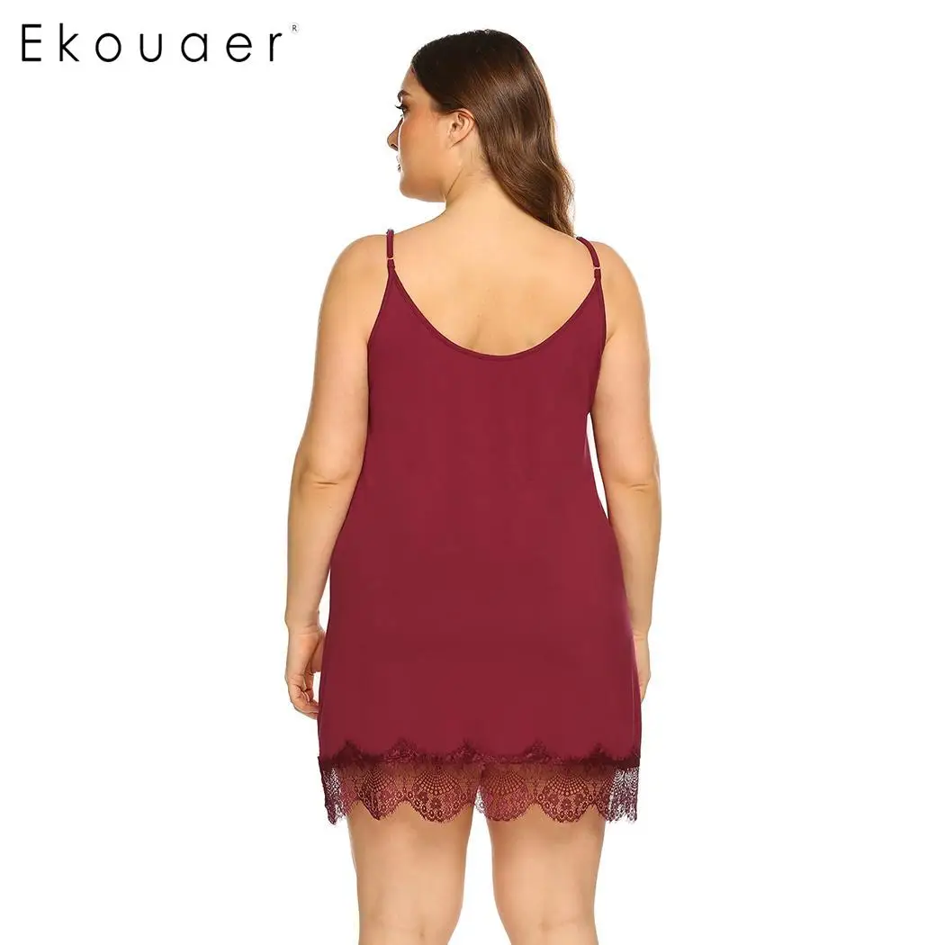 Ekouaer XL 5XL летняя Ночная рубашка большого размера женское платье для сна с