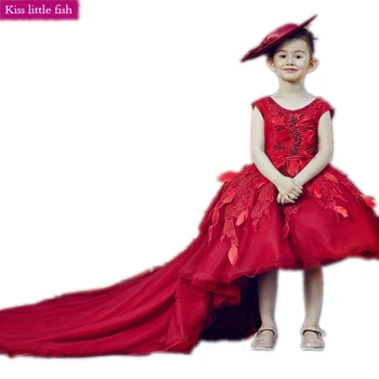 

Free shipping Long Trailing Pageant dresses for girls Girls party dresses 2019