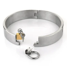 Hi-Q Stainless Steel Lockable Collar Neck Bondage Choker Fetish Slave BDSM Restraint Adult Games Sex Toys For Couples Women Man adult game locking stainless steel slave collar bondage neck ring restraint fetish toys metal sex collar sex toys for women men