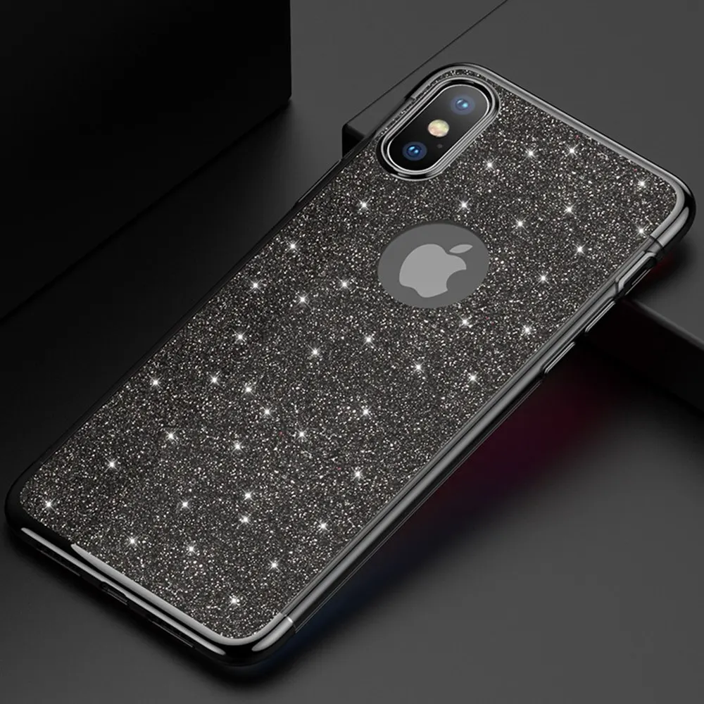 

Luxury Glitter Plating Phone Case For iPhone X 8 7 6 6s Plus Ultrathin TPU Cases 360 Degree Protector Cover for iPhone XS XR MAX