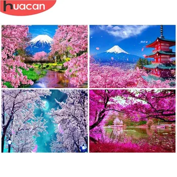 

HUACAN DIY Diamond Painting Full Display Mountain And Flower Embroidery Sale Diamond Mosaic Pictures Of Rhinestones Home Decor