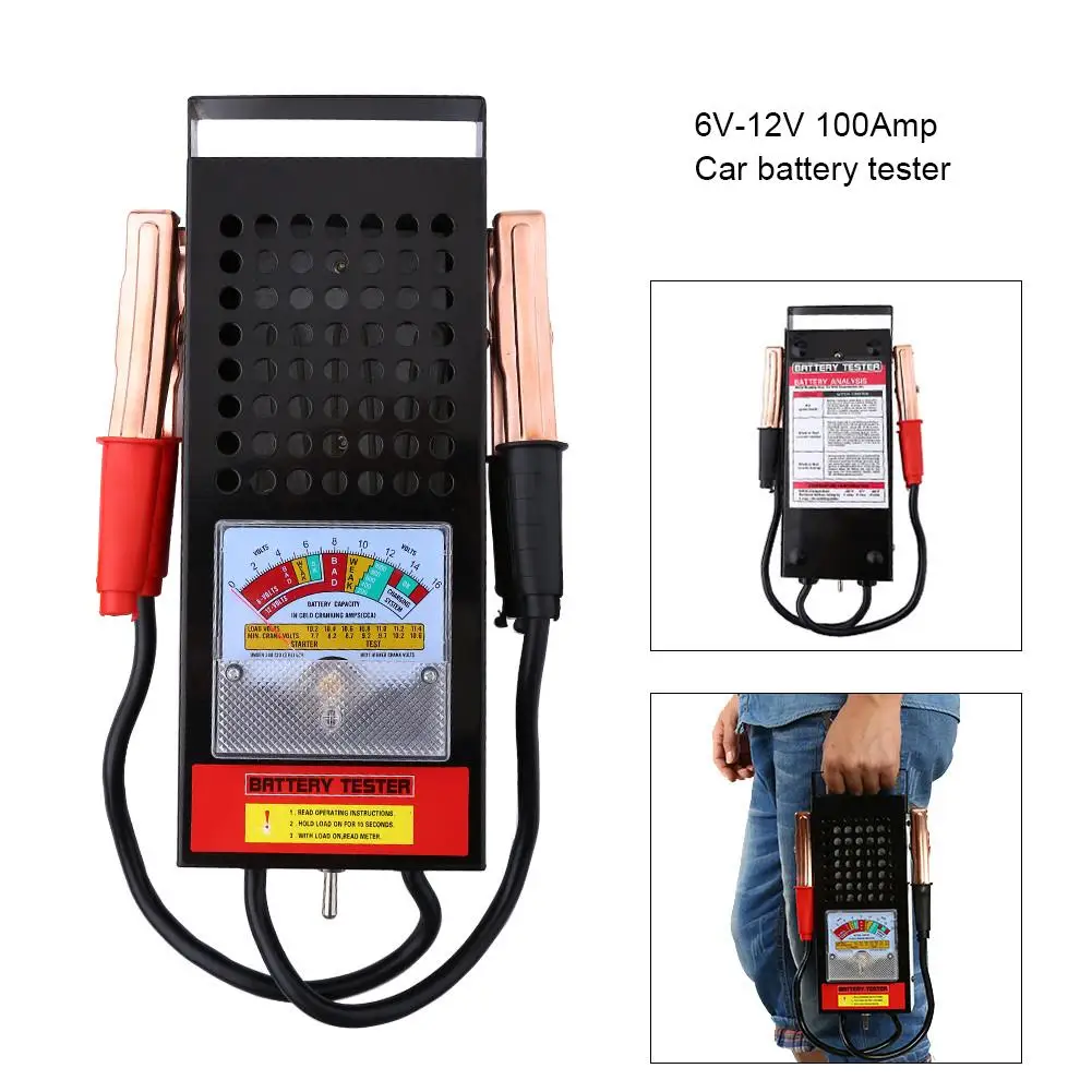 

Universal Battery Tester 6V-12V 100Amp Car Van Auto Battery Tester Load Drop Charging System Analyzer Checker Tool