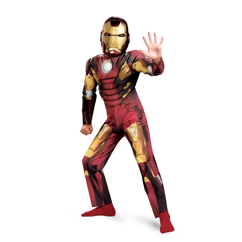 

New Deluxe Iron Man Mark Vii Muscle Costume Boys Marvel The Avengers Superhero Suit Up Great For Halloween Size 3t-12y