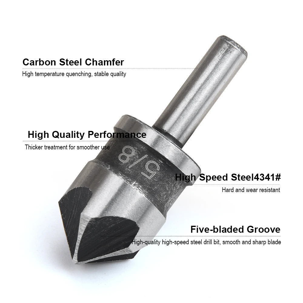JelBo 2PCS/Lot HSS 5 Flute Countersink Drill Bit 1/2 5/8 Round Shank 82 Degree Point Angle Chamfer Countersink Cutter JelBo 2PCS/Lot HSS 5 Flute Countersink Drill Bit 1/2 5/8 Round Shank 82 Degree Point Angle Chamfer Countersink Cutter