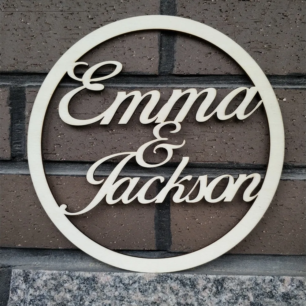 

Custom Wedding Sign Hoop Style Circle with Names or Phrase Wood Vintage Wedding Decor Wall Sign for Bride & Groom