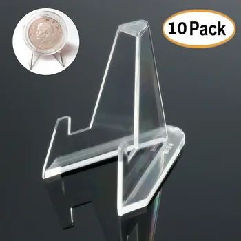 

10PCS Acrylic Coin Display Stand Transparent Exhibit Show Easels Collectibles Holder Mount 53X45mm