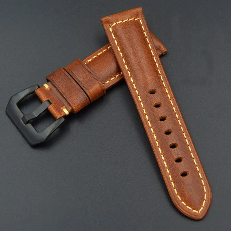 

20 22 24 26mm high quality Watchbands Genuine Leather Man Women Handmade Vintage Scrub Wrist Watch Band Strap Metal Buckle for P