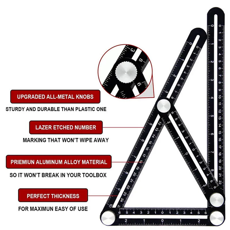 

Multi Template 6 Folding Rulers Measuring Tool Angle Ruler Woodworking Gauges Tool Template