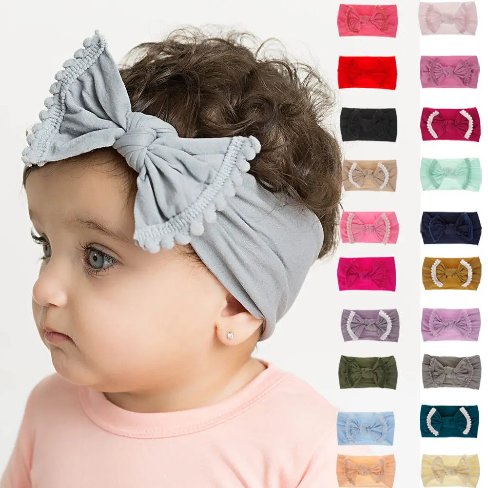 Soft Baby Girls Cute Kids Toddler Bow Hairband Headband Turban Big Knot HeadWrap