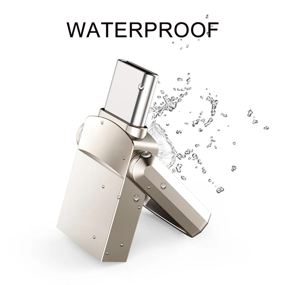 

USB 3.1 Waterproof Mini 32GB Phone Key U Disk Hanging Metal Flash Drive Pendrive Portable Stick Type-c Memory