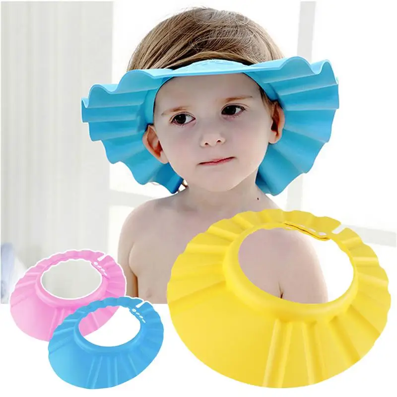 3pcs Baby Shower Cap with Ear Protection Bath Caps Adjustable Soft