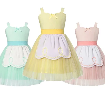 

Girl Princess Costume Summer Alice in Wonderland Fancy Dress Up Clothes Children Blue Belle Birthday Party Layered Tulle Outfit