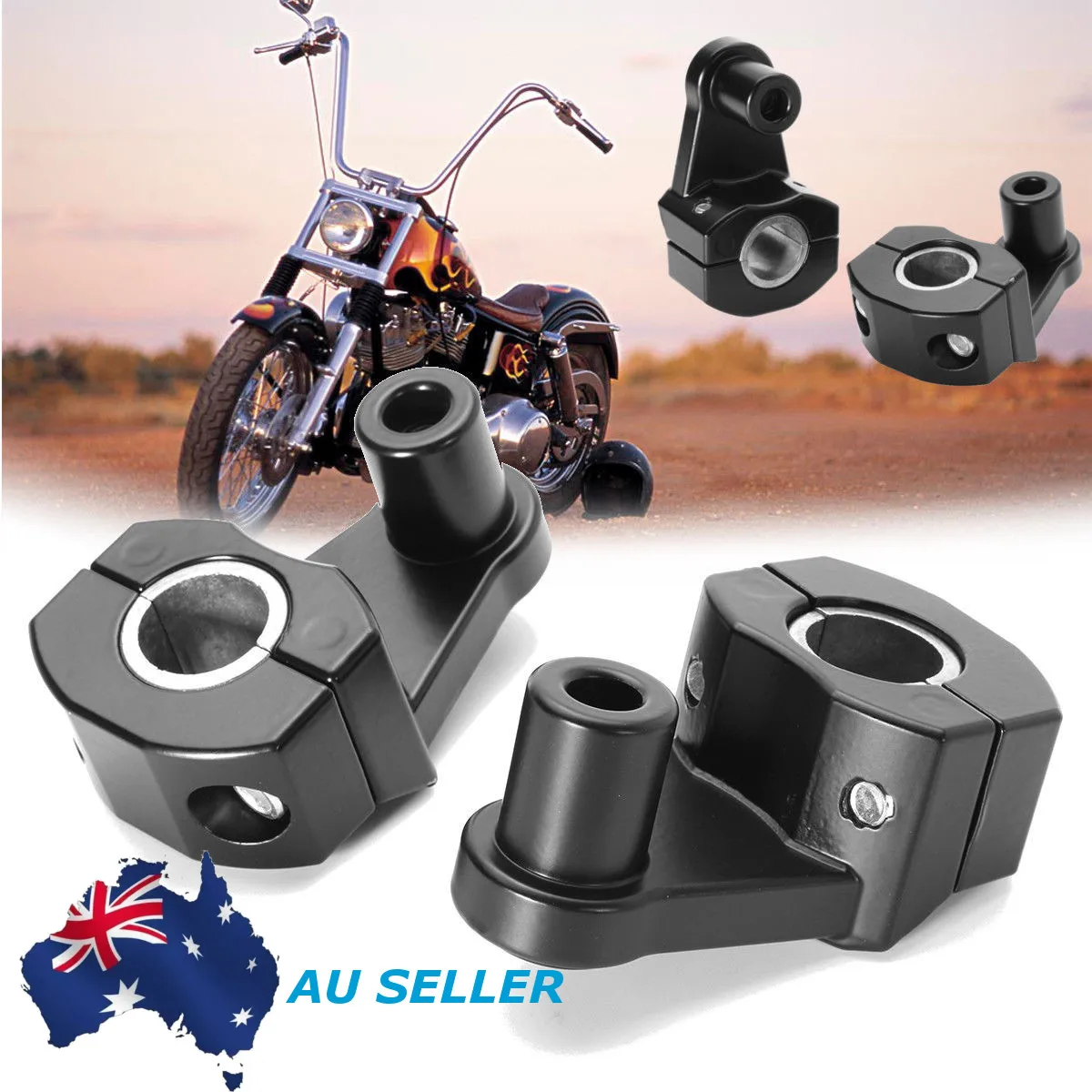 

Universal Anodized 2 Inch Pivoting Motorcycle Handlebar Riser For 22mm or 28mm Bars Clamp