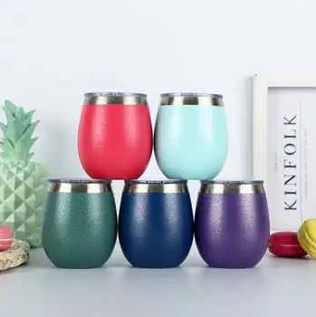

100pcs 8oz Wine Tumbler fashion Egg Cups Stainless Steel Wine Glasses Beer Tea Coffee mugs Vacuum Insulated wine glass