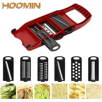 

HOOMIN Kitchen Gadget Grater Fruit Cutter Cooking Tool Sets Vegetable Mandoline Slicer Multi-function 6 Blades Slicer
