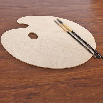 

Smooth Oval Wooden Art Supplies Acrylic Flat Artist Palette With Thumb Hole Tray Watercolor Oil Painting holder 20*30*0.3cm