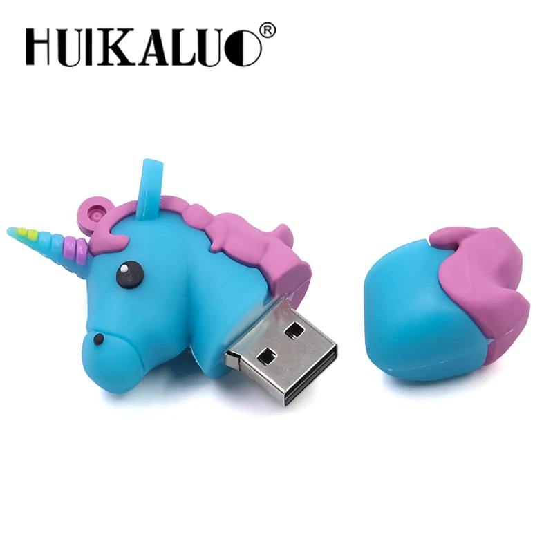 Новый стиль мультфильм флеш накопитель в виде единорога диск 64 ГБ 32 usb флэш 128