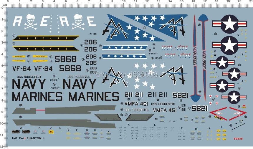 

1:48 Scale US Navy Air Force USAF F-4J Phantom II Model Water Slide Decal 1/48
