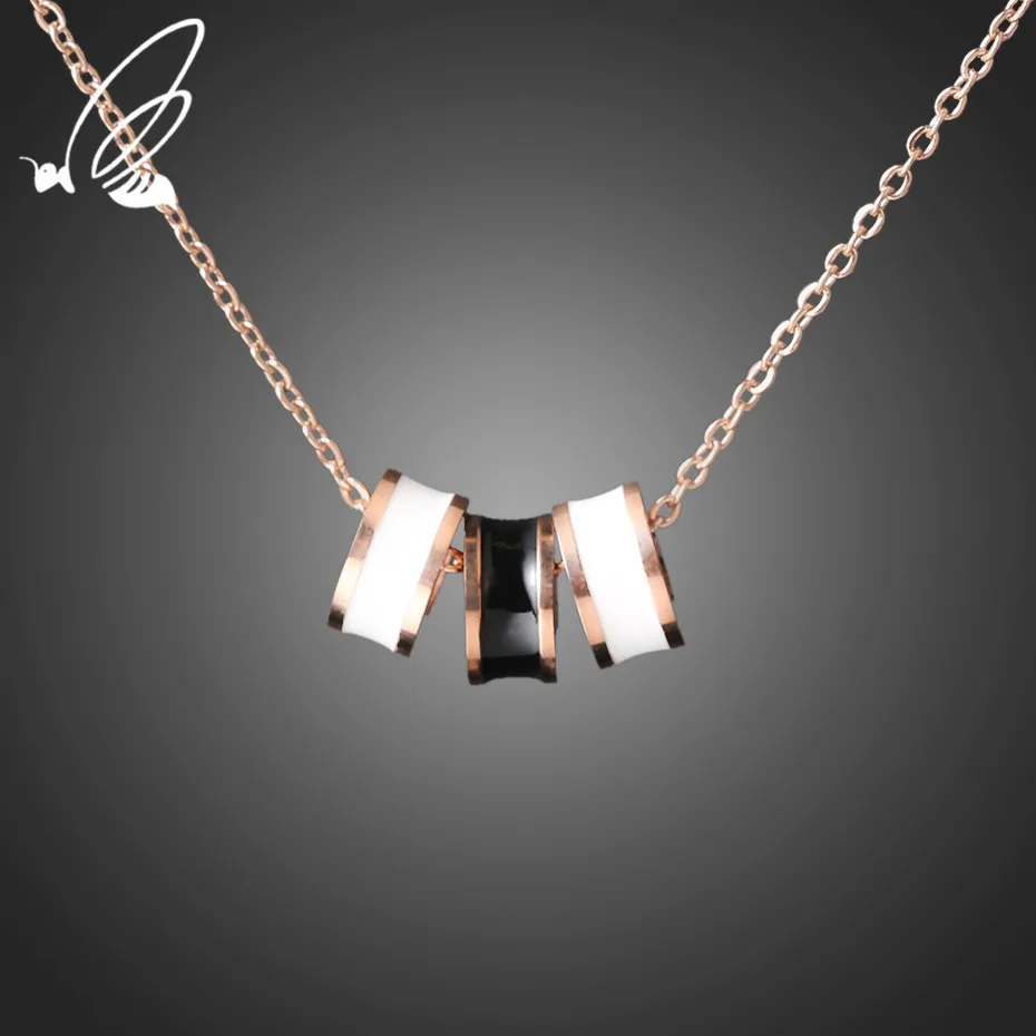

S'Steel Round Necklace For Women Stainless Steel Necklace Pendants Jewelry Chocker Bijoux Femme Choker Collares Rose Gold