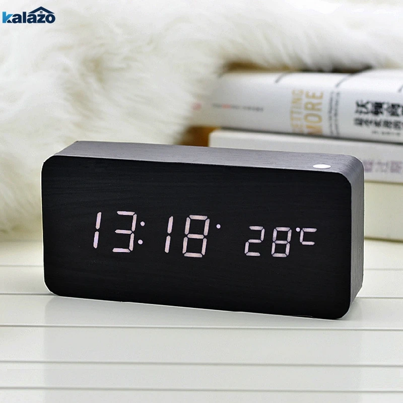 

Desktop Wood Living Room Electronic Multifunction LED Display Desk Alarm Clock