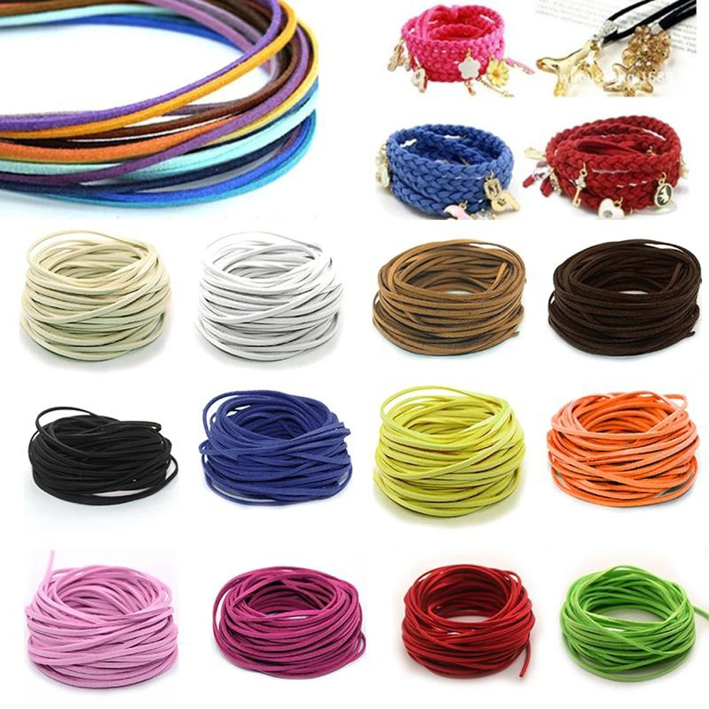 

3Mm Flat Faux Suede Braided Cord Korean Velvet Leather Diy Handmade Beading Bracelet Jewelry Making Thread String Rope