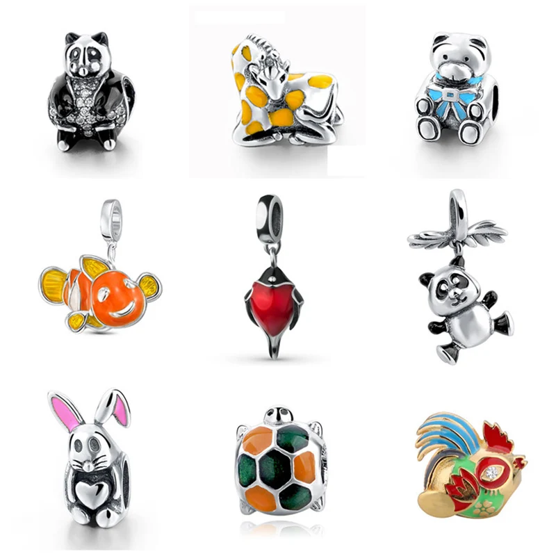 

100% Authentic 925 Sterling Silver animal glue Beads Fits Charms Pandora Bracelets Fashion beads for Jewelry Making gifts