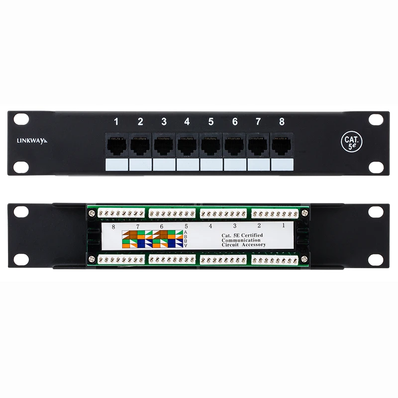 Panneau de brassage Ethernet RJ45 8 ports 10' 1U Cat 6 blindé