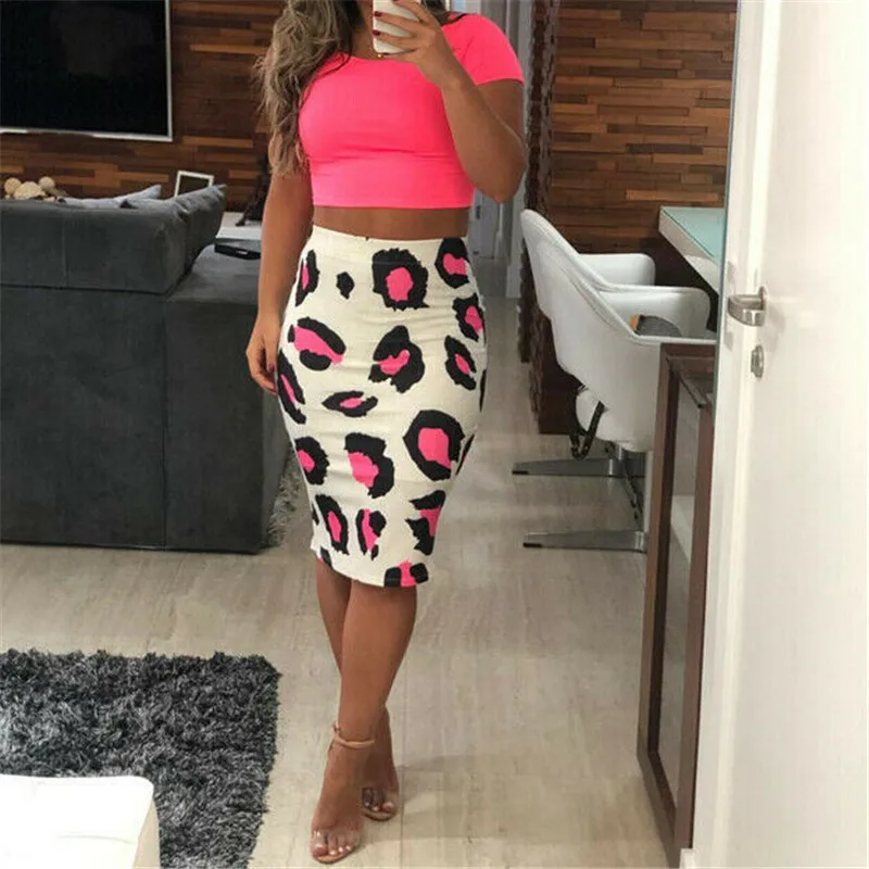 

US Women Sexy Printed Bodycon Clubwear Skirt Cocktail Evening Pencil Short Dress